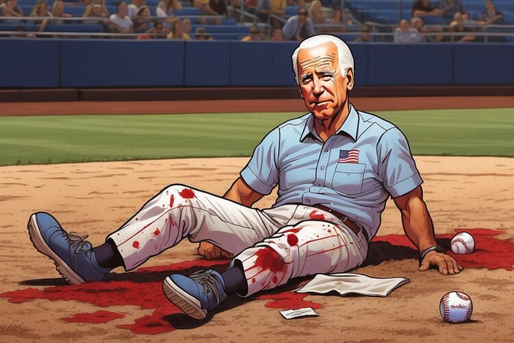 Biden Somehow Blows Out Both Knees Throwing First Pitch at Baseball Game