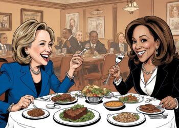 Hilary Clinton and Kamala Harris at dinner