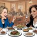 Hilary Clinton and Kamala Harris at dinner