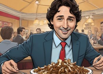 Justin Trudeau eating poutine