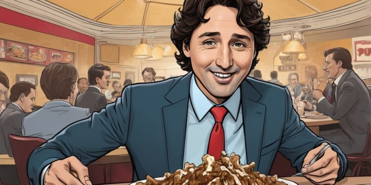 Justin Trudeau eating poutine