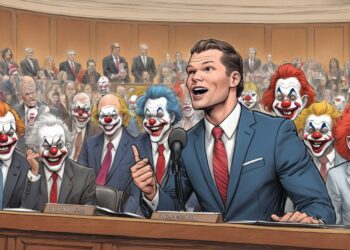 Pete Hegseth speaks to a bunch of clowns