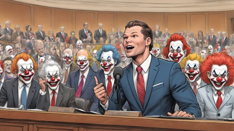 Pete Hegseth speaks to a bunch of clowns