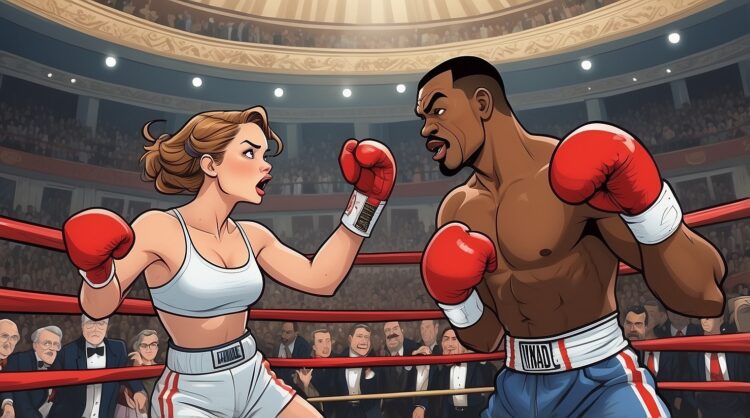 Man and Woman Boxing